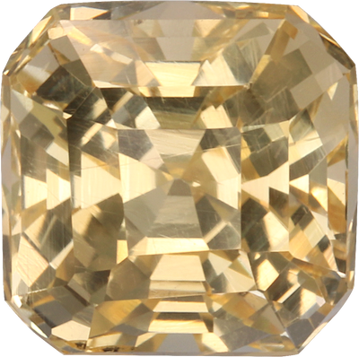 Square cut yellow sapphire, 6.66 by 6.64 mm, shown at actual size
