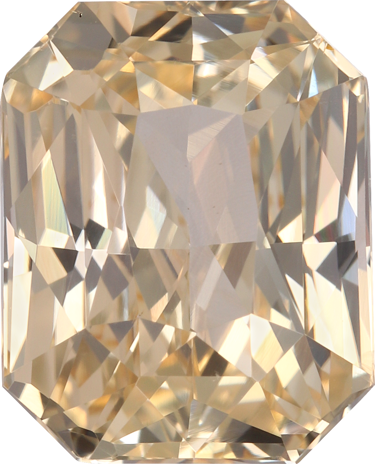 Rectangular cut yellow sapphire, 10.18 by 8.1 mm, shown at actual size