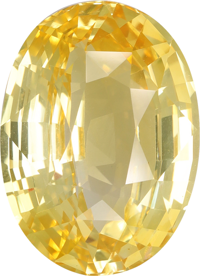 Oval cut yellow sapphire, 12.57 by 9.15 mm, shown at actual size