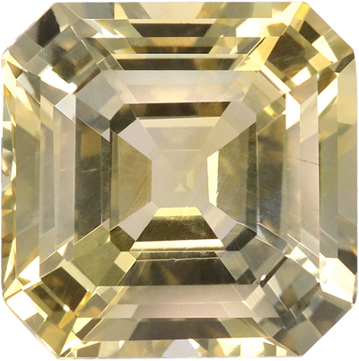 Square cut yellow sapphire, 9.6 by 9.56 mm, shown at actual size
