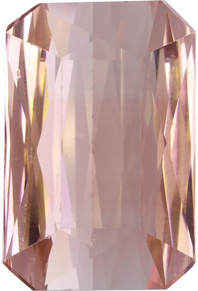 Rectangular cut pink tourmaline, 18.75 by 12.51 mm, shown at actual size