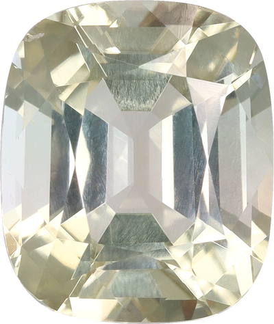 Cushion cut yellow tourmaline, 10.37 by 8.71 mm, shown at actual size