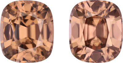 Cushion cut tan zircon, 12.68 by 10.86 mm, shown at actual size