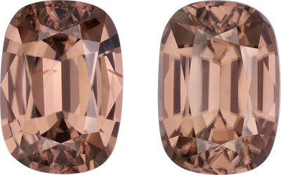 Cushion cut tan zircon, 14.21 by 9.99 mm, shown at actual size