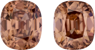 Cushion cut tan zircon, 12.46 by 10.59 mm, shown at actual size