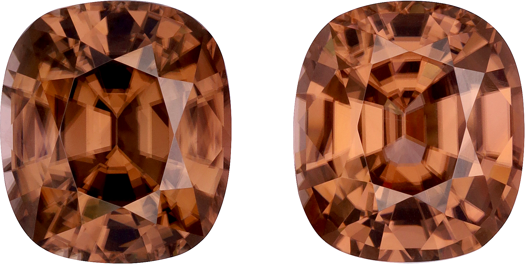 Cushion cut tan zircon, 12.45 by 10.96 mm, shown at actual size