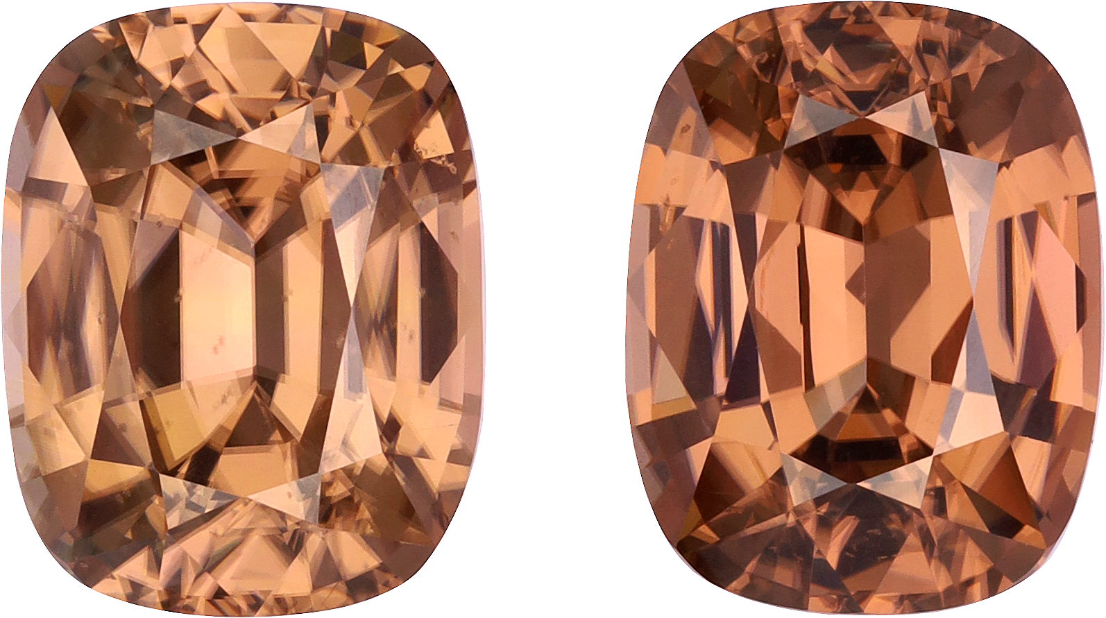 Cushion cut tan zircon, 12.5 by 9.75 mm, shown at actual size