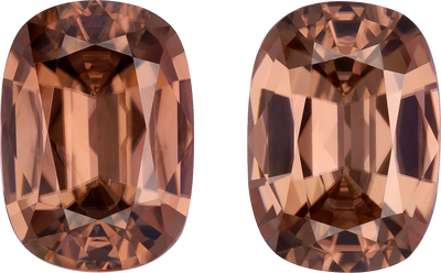 Cushion cut brown zircon, 14.18 by 10.16 mm, shown at actual size