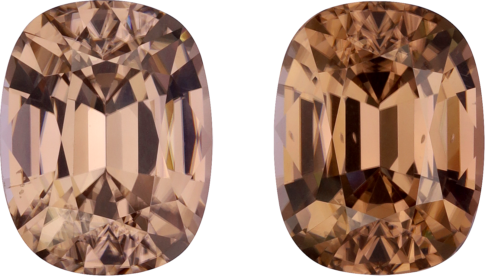 Cushion cut tan zircon, 13.34 by 10.25 mm, shown at actual size