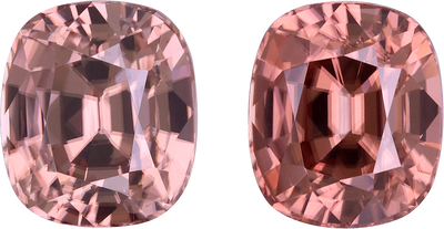 Cushion cut tan zircon, 10.13 by 8.69 mm, shown at actual size