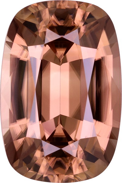 Cushion cut zircon, 21.06 by 13.99 mm, shown at actual size