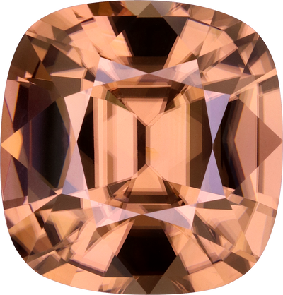 Cushion cut zircon, 17.52 by 16.69 mm, shown at actual size