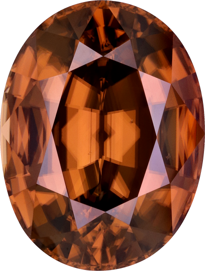Oval cut zircon, 19.02 by 14.39 mm, shown at actual size