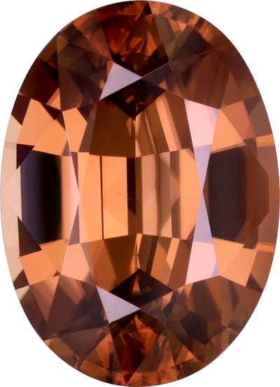 Oval cut zircon, 18.22 by 13.19 mm, shown at actual size
