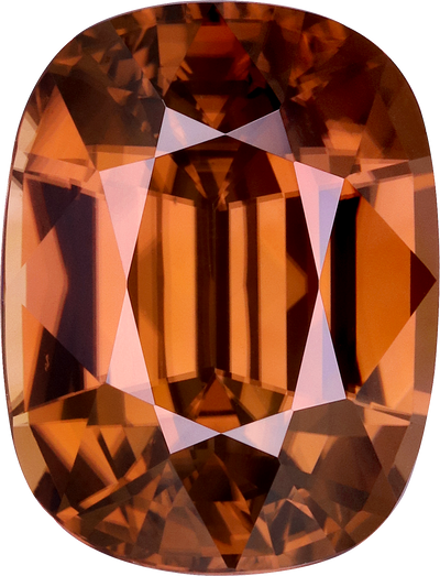Cushion cut zircon, 16.4 by 12.54 mm, shown at actual size