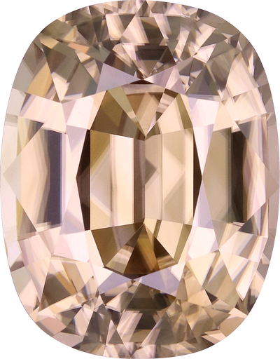 Cushion cut zircon, 16.43 by 12.83 mm, shown at actual size