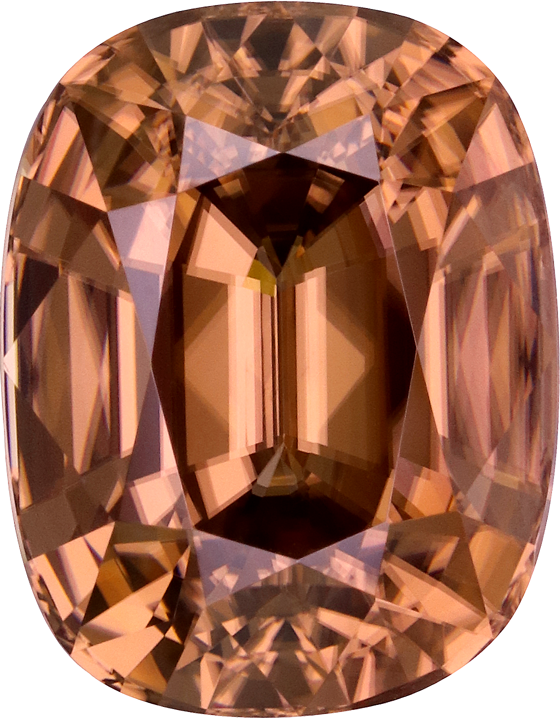 Cushion cut tan zircon, 13.96 by 10.88 mm, shown at actual size