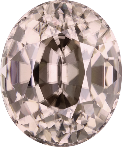 Oval cut tan zircon, 14.21 by 11.75 mm, shown at actual size