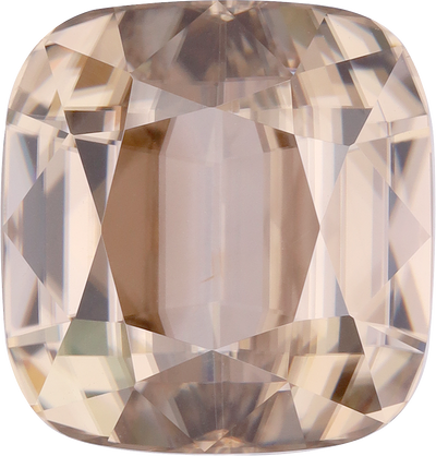Cushion cut zircon, 13.84 by 13.19 mm, shown at actual size