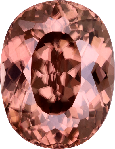 Oval cut zircon, 11.84 by 9.14 mm, shown at actual size