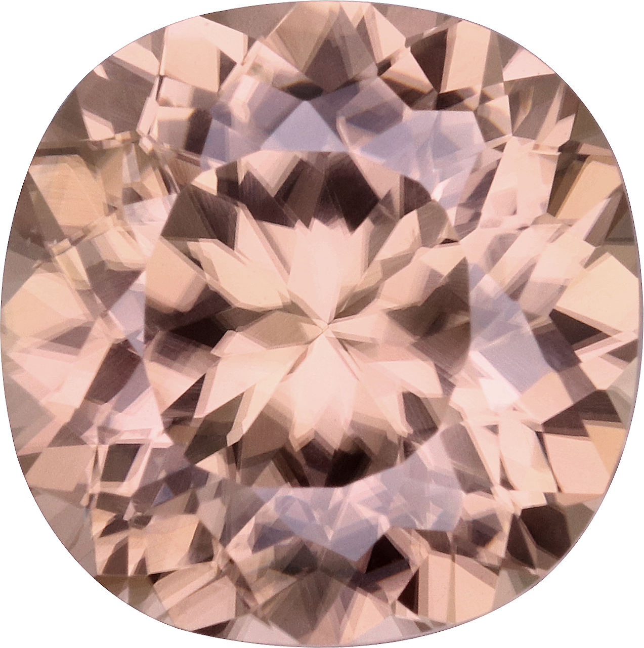 Cushion cut tan zircon, 10.17 by 10.08 mm, shown at actual size
