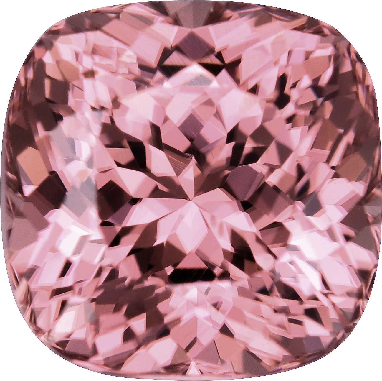 Cushion cut pink zircon, 8.21 by 8.15 mm, shown at actual size