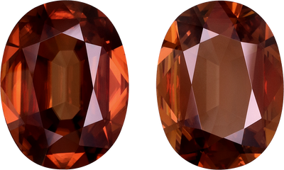 Oval cut orange zircon, 13.19 by 9.94 mm, shown at actual size