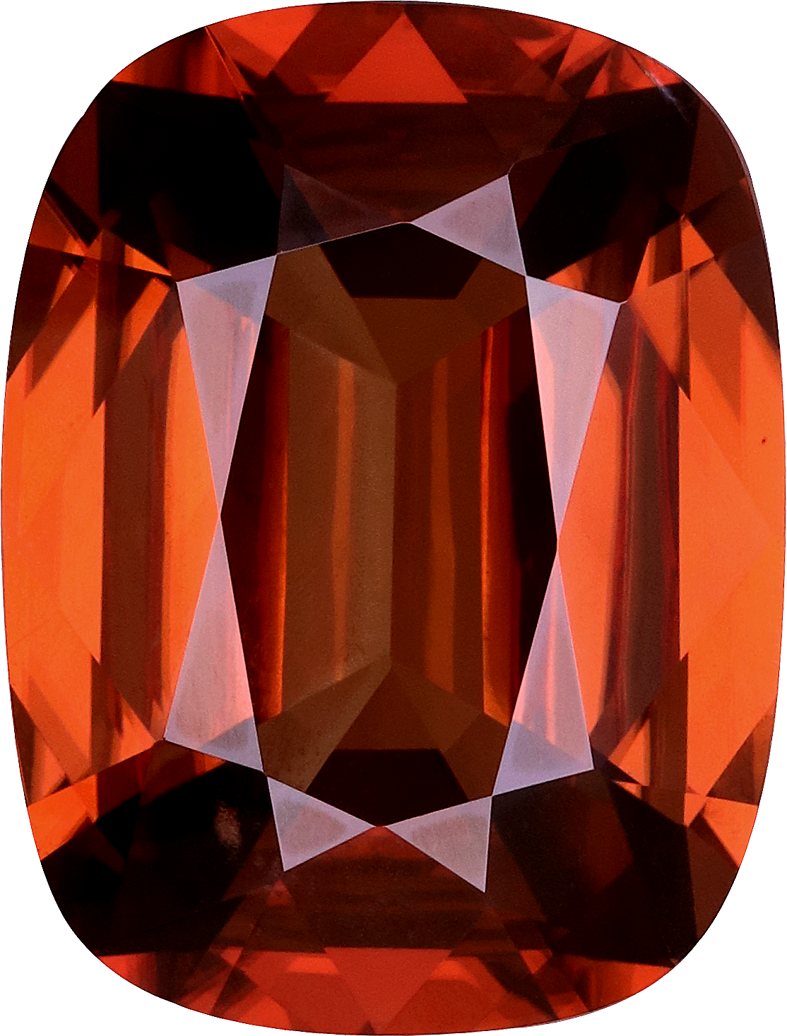 Cushion cut orange zircon, 15.54 by 11.79 mm, shown at actual size