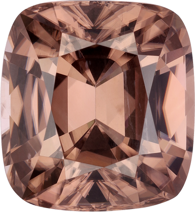Cushion cut zircon, 15.29 by 14.13 mm, shown at actual size