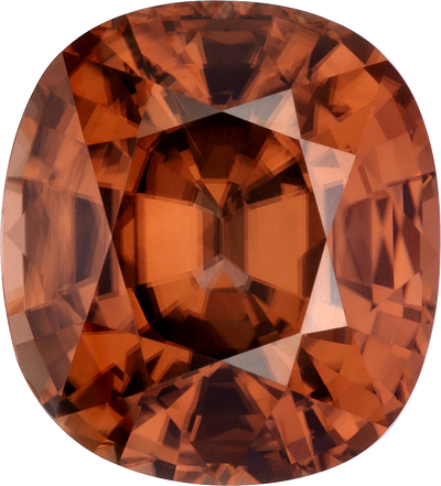 Cushion cut zircon, 15.9 by 14.44 mm, shown at actual size