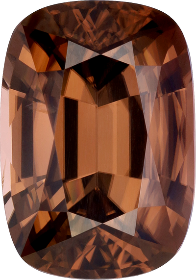 Cushion cut zircon, 15.98 by 11.22 mm, shown at actual size