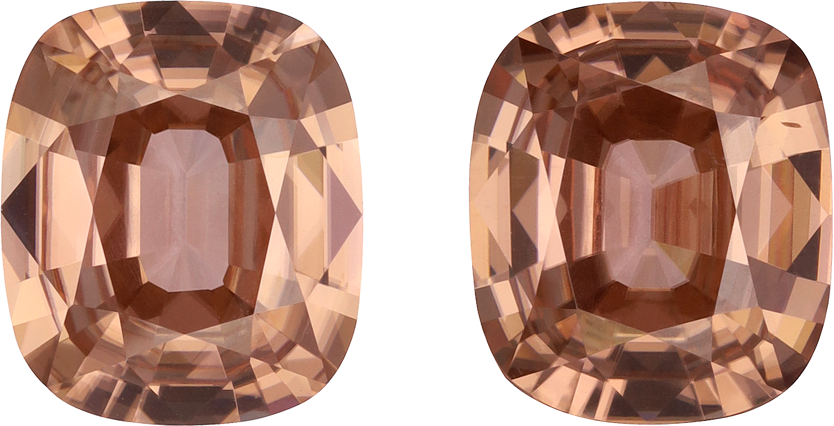 Cushion cut zircon, 10.05 by 8.54 mm, shown at actual size