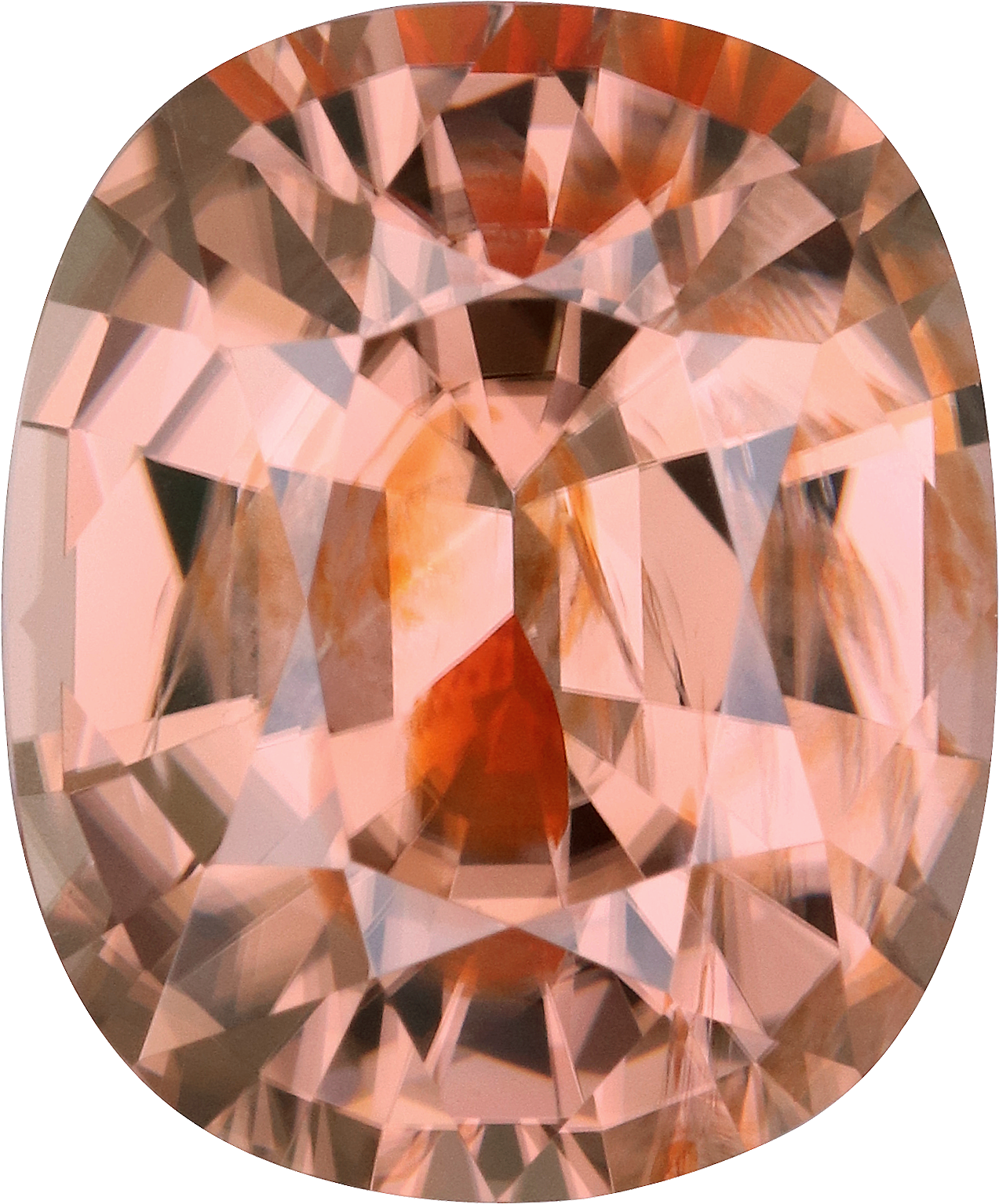 Cushion cut zircon, 9.83 by 8.12 mm, shown at actual size