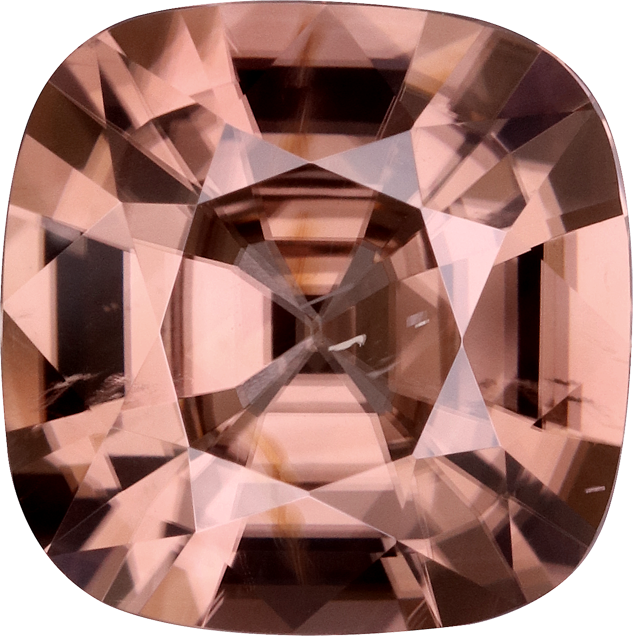 Cushion cut zircon, 8.21 by 8.16 mm, shown at actual size