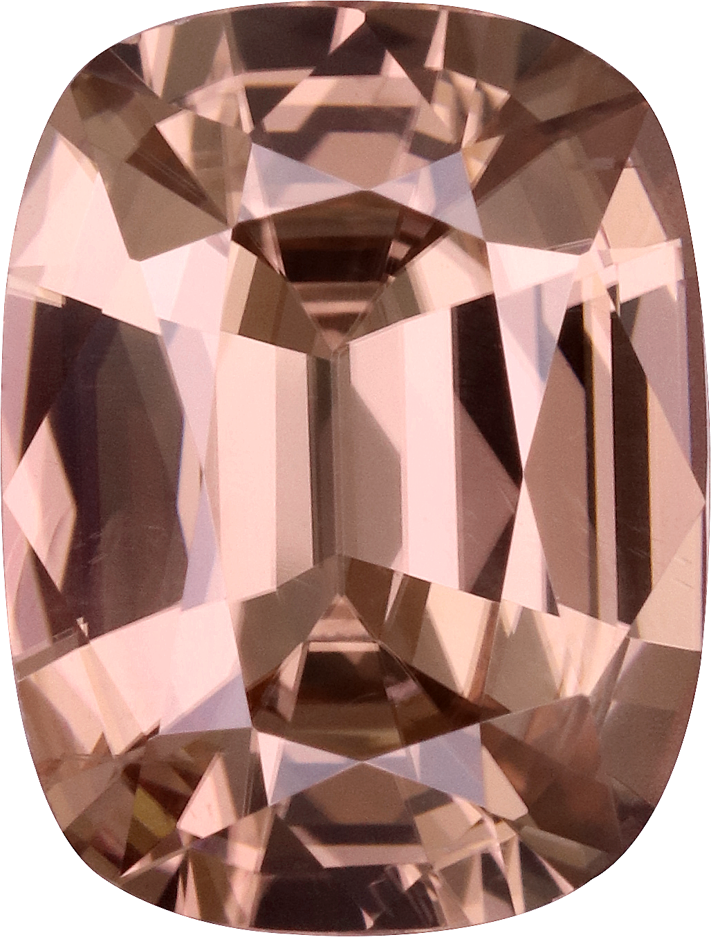 Cushion cut zircon, 8.74 by 6.62 mm, shown at actual size